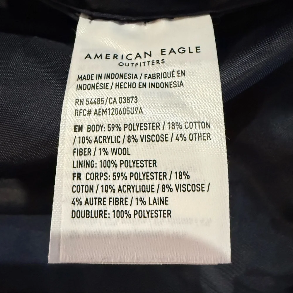 American Eagle Plaid Oversized Lined Shacket Women’s Medium Brown/Navy Jacket - Picture 7 of 9
